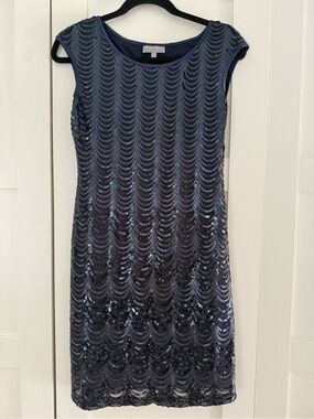 Laura Navy Sequin Cap-Sleeve Mini Dress